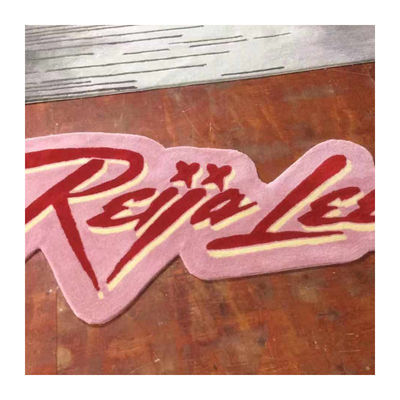 Tapis de tapis de logo fait à la main avec support en coton et matériau de surface acrylique