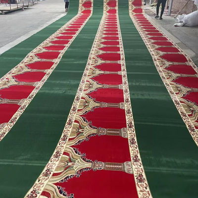 80% de laine 20% de nylon Tissé à la machine tapis pour la prière de la mosquée Modèles personnalisés 4 * 25 rouleau