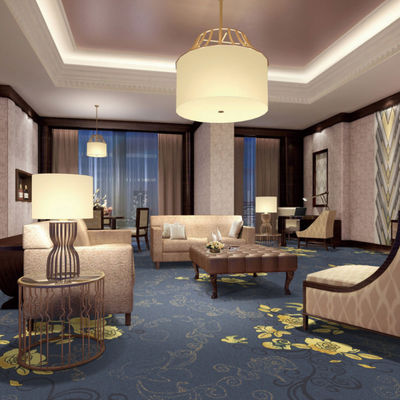 Tapis en laine bleue d'or résistant au feu pour salle de banquet salle de mariage théâtre hôtel théâtre