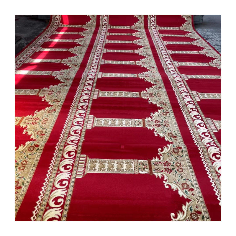 80% de laine 20% de nylon Tissé à la machine tapis pour la prière de la mosquée Modèles personnalisés 4 * 25 rouleau